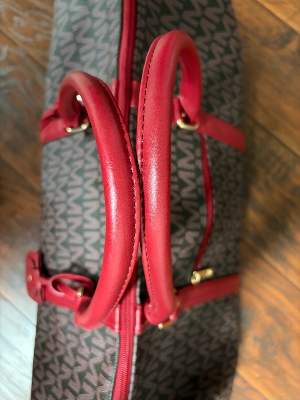 Milan duffel/weekender style bag with coated canvas & red trim - Picture 6 of 15